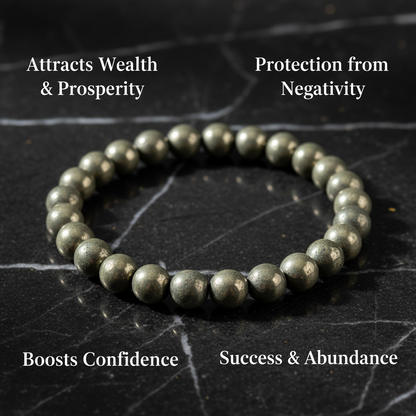 Pyrite Stone Bracelet Original Certified for Men & Women | Natural Protection Crystal | Raw Pyrite Money Bracelet | Wealth & Success Energy Stone Jewelry