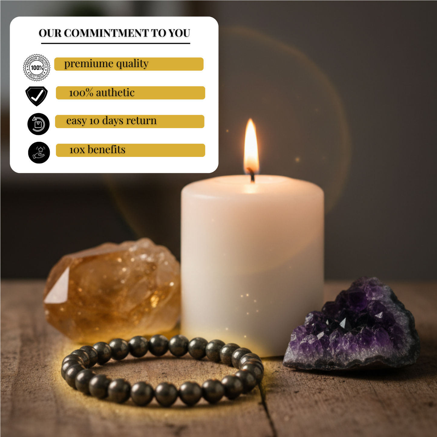 Pyrite Stone Bracelet Original Certified for Men & Women | Natural Protection Crystal | Raw Pyrite Money Bracelet | Wealth & Success Energy Stone Jewelry
