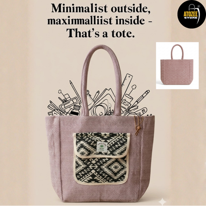 Women's Himalayan Hemp Maroon Red Tote Bag with Front Pocket – Boho Shoulder Bag