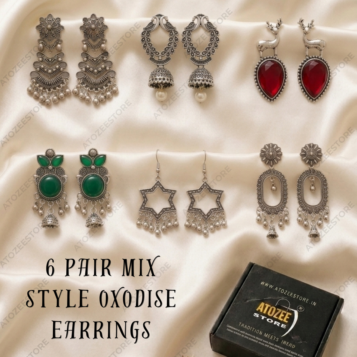 Oxidised Earrings Combo Pack of 6 – Ethnic Jewelry Set