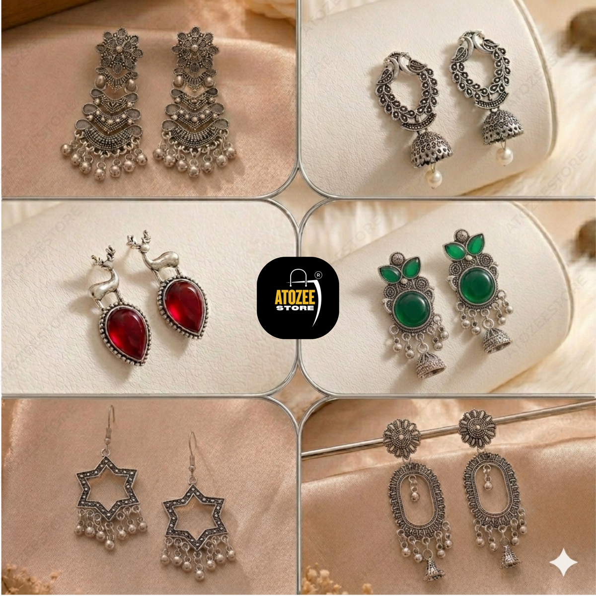 Oxidised Earrings Combo Pack of 6 – Ethnic Jewelry Set