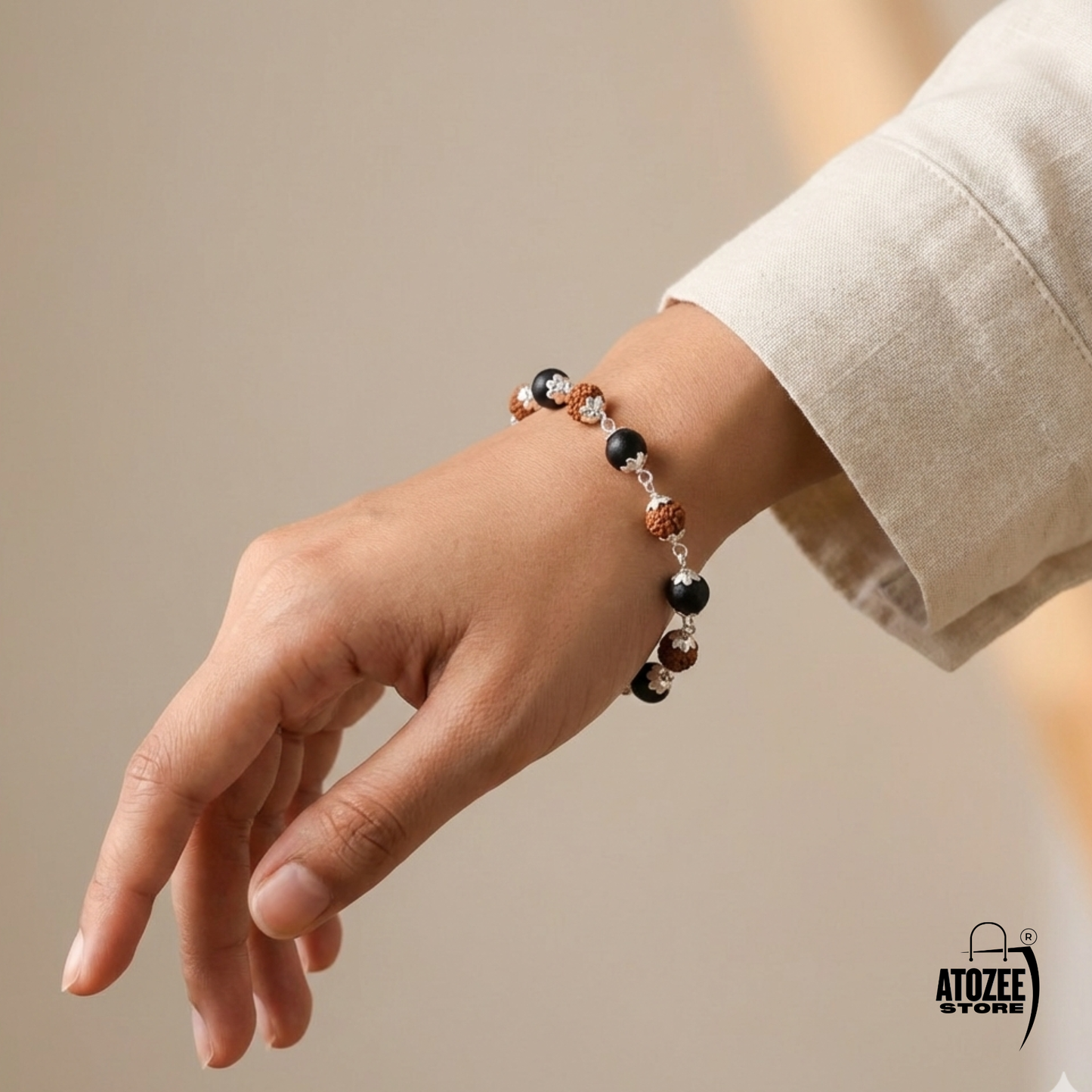 Original Karungali Rudraksha Silver Cap Bracelet | Lab Certified | For Men & Women