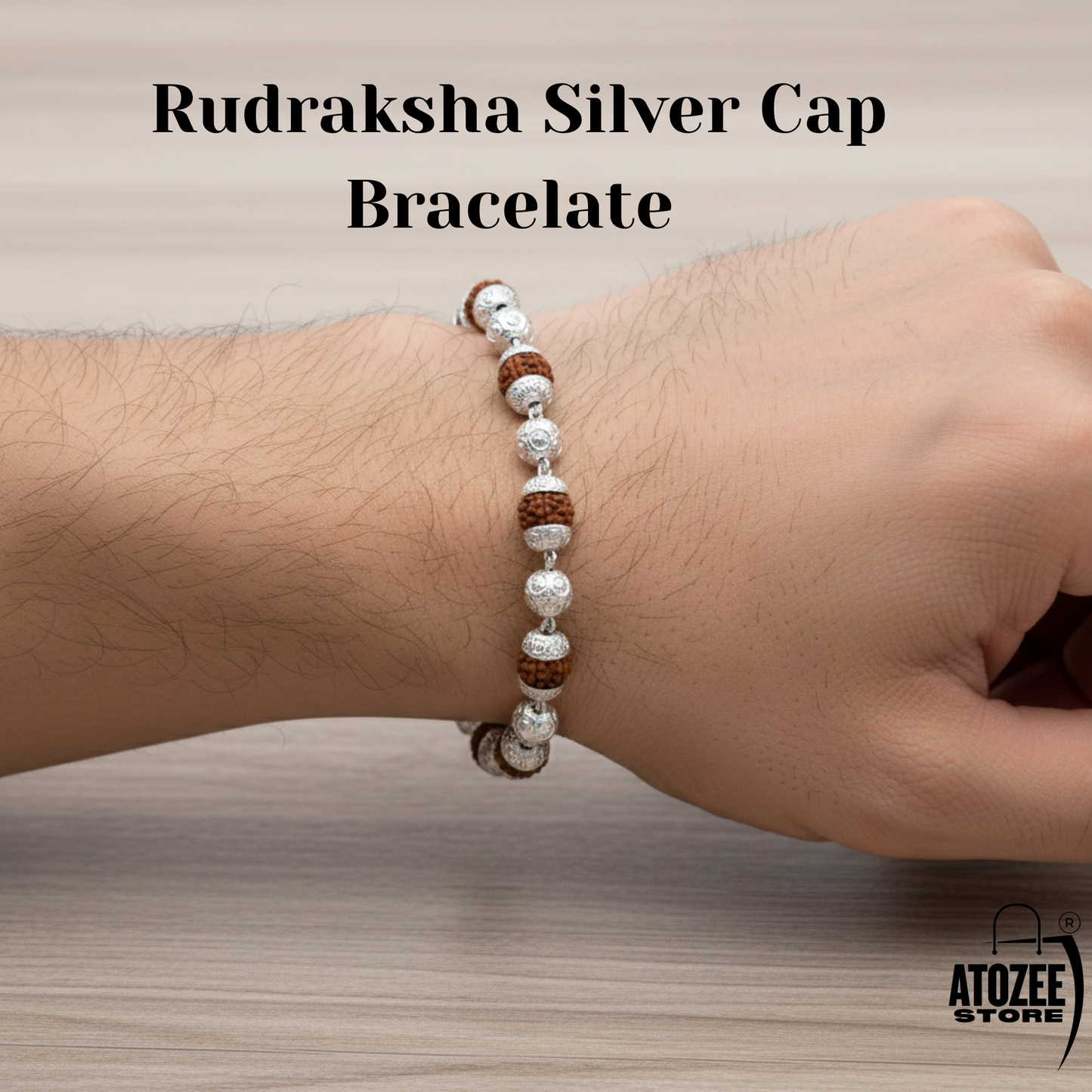 Silver Plated Rudraksha Healing Bracelet – Authentic Beads, Adjustable Design .